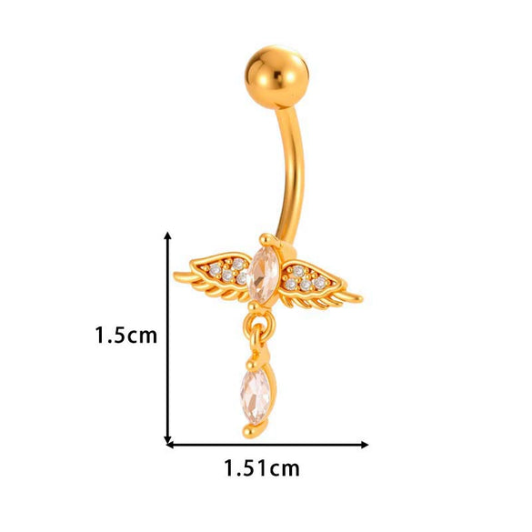 Stainless Steel Navel Button Jewelry Inlaid With Zircon Lace Cross For Women Electroplated