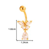 Stainless Steel Navel Button Jewelry Inlaid With Zircon Lace Cross For Women Electroplated