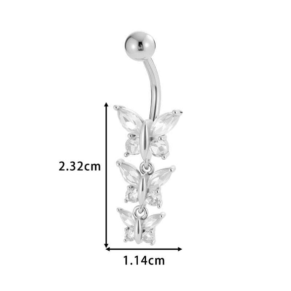 Stainless Steel Navel Button Jewelry Inlaid With Zircon Lace Cross For Women Electroplated