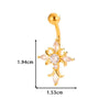 Stainless Steel Navel Button Jewelry Inlaid With Zircon Lace Cross For Women Electroplated