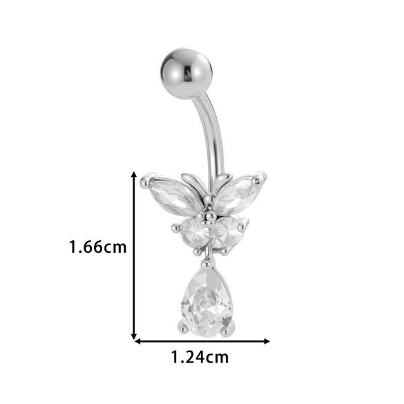 Stainless Steel Navel Button Jewelry Inlaid With Zircon Lace Cross For Women Electroplated