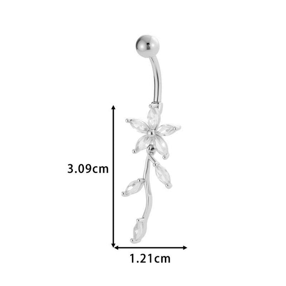 Stainless Steel Navel Button Jewelry Inlaid With Zircon Lace Cross For Women Electroplated
