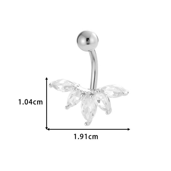 Stainless Steel Navel Button Jewelry Inlaid With Zircon Lace Cross For Women Electroplated