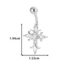 Stainless Steel Navel Button Jewelry Inlaid With Zircon Lace Cross For Women Electroplated