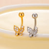 Stainless Steel Navel Ring With Zircon Butterfly Snake Design Electroplated Women's Fashion Jewelry