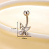 Stainless Steel Navel Ring With Zircon Butterfly Snake Design Electroplated Women's Fashion Jewelry