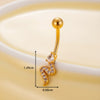 Stainless Steel Navel Ring With Zircon Butterfly Snake Design Electroplated Women's Fashion Jewelry
