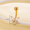 Stainless Steel Navel Ring With Zircon Butterfly Snake Design Electroplated Women's Fashion Jewelry