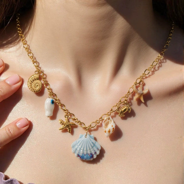 Stainless Steel Necklace Animal Style Ushaped Star Shaped Zodiac Electroplated
