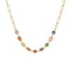 Stainless Steel Necklace Inlaid With Colorful Zircon Geometric Pattern Electroplated Women's Fashion Jewelry