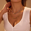 Stainless Steel Necklace Inlaid With Colorful Zircon Geometric Pattern Electroplated Women's Fashion Jewelry
