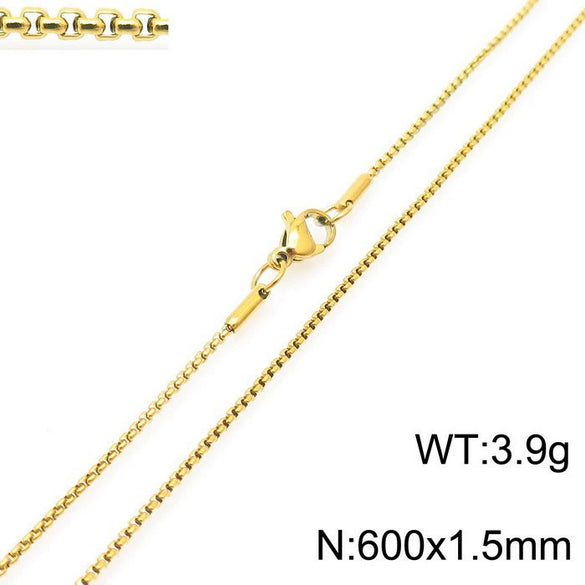 Stainless Steel Necklace Square Pearl Chain Men And Women Titanium Steel Necklace Card Wheel New Jewelry Jewelry  Wholesale