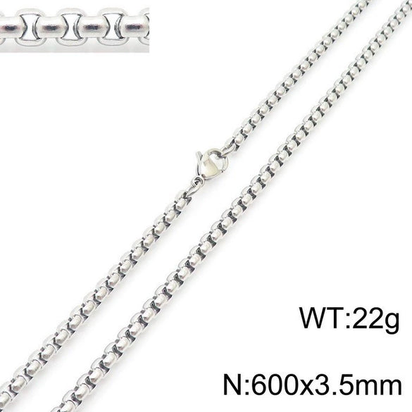 Stainless Steel Necklace Square Pearl Chain Men And Women Titanium Steel Necklace Card Wheel New Jewelry Jewelry  Wholesale