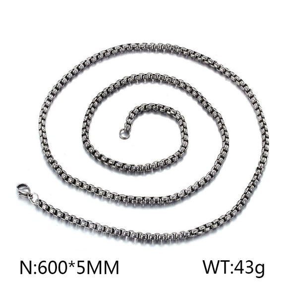 Stainless Steel Necklace Square Pearl Chain Men And Women Titanium Steel Necklace Card Wheel New Jewelry Jewelry  Wholesale