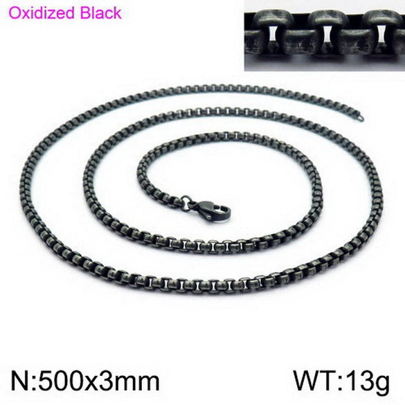 Stainless Steel Necklace Square Pearl Chain Men And Women Titanium Steel Necklace Card Wheel New Jewelry Jewelry  Wholesale