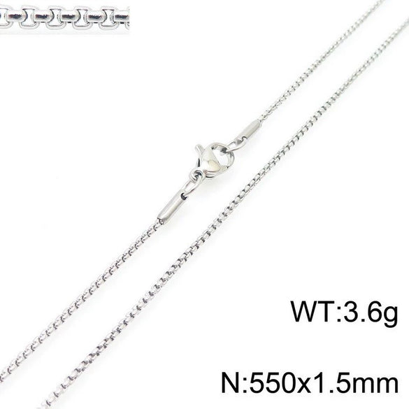 Stainless Steel Necklace Square Pearl Chain Men And Women Titanium Steel Necklace Card Wheel New Jewelry Jewelry  Wholesale
