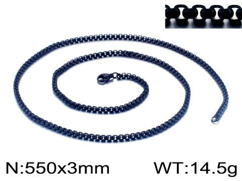 Stainless Steel Necklace Square Pearl Chain Men And Women Titanium Steel Necklace Card Wheel New Jewelry Jewelry  Wholesale