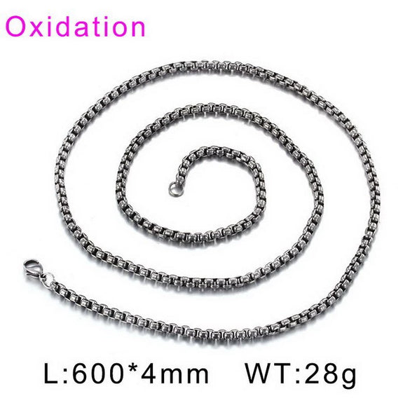 Stainless Steel Necklace Square Pearl Chain Men And Women Titanium Steel Necklace Card Wheel New Jewelry Jewelry  Wholesale