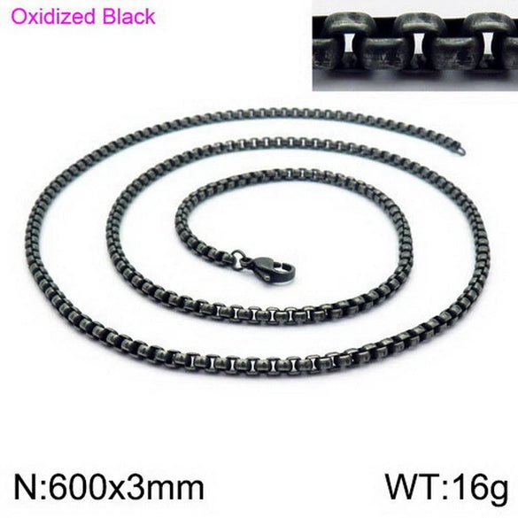 Stainless Steel Necklace Square Pearl Chain Men And Women Titanium Steel Necklace Card Wheel New Jewelry Jewelry  Wholesale