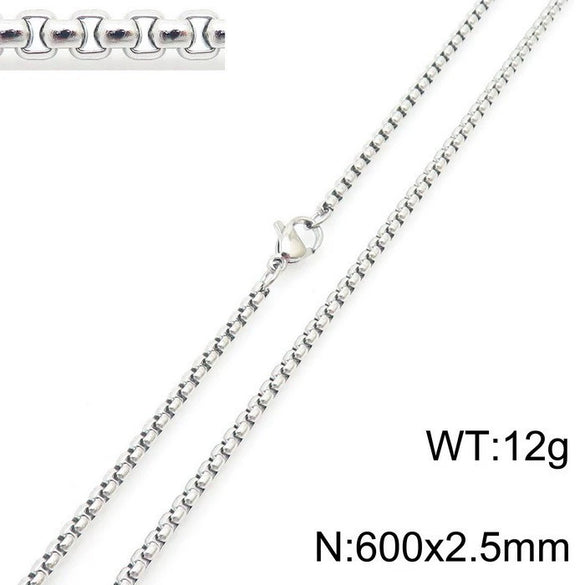 Stainless Steel Necklace Square Pearl Chain Men And Women Titanium Steel Necklace Card Wheel New Jewelry Jewelry  Wholesale