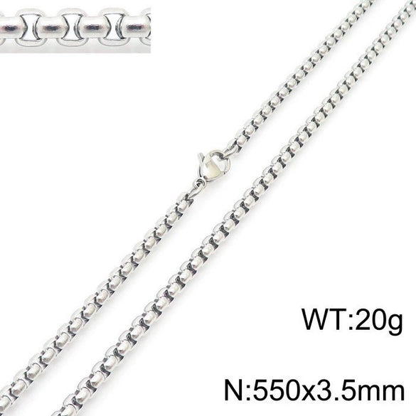 Stainless Steel Necklace Square Pearl Chain Men And Women Titanium Steel Necklace Card Wheel New Jewelry Jewelry  Wholesale