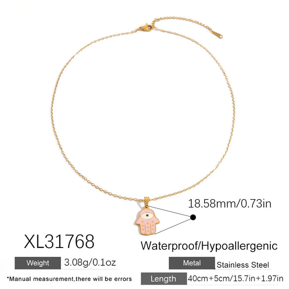Stainless Steel Necklace With Animal Zodiac U Shaped Pendant Electroplated Handmade