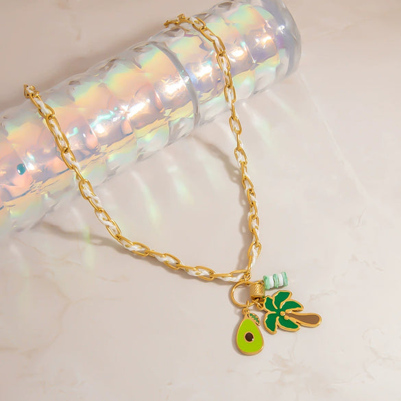 Stainless Steel Necklace With Colorful Rope Weaving Exaggerated Marine Life Pendant Animal Zodiac Flower Leaf U Shaped Star Design Electroplated