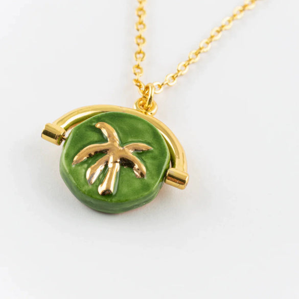 Stainless Steel Necklace With Floral Shell Moon Tiger Coconut Tree Geometric Pattern Pendant Electroplated Colorpreserving Unisex