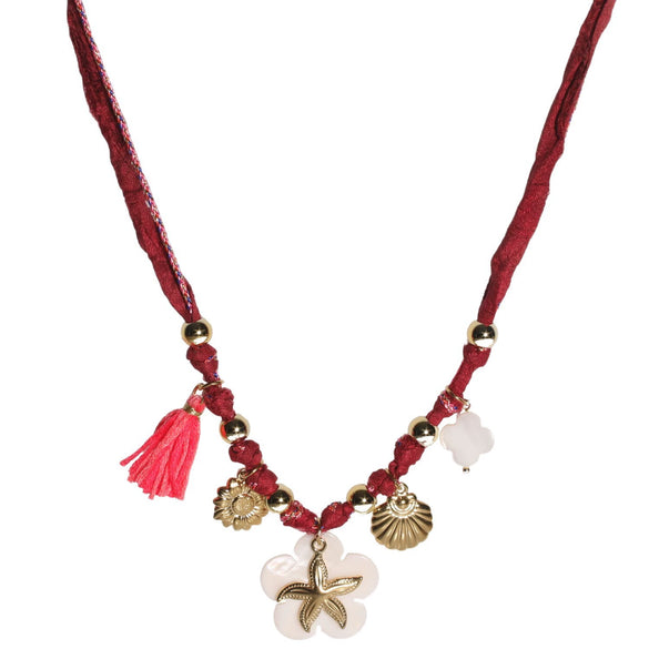Stainless Steel Necklace With Geometric Star And Starfish Round Pendant Electroplating Marine Series