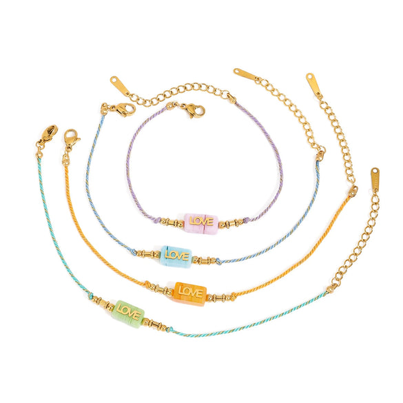 Stainless Steel Necklace With Love Letter Pendant Electroplated In 18K Gold French Retro Style
