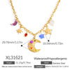 Stainless Steel Necklace With Star And Moon Pendant Electroplated Stacking Style For Women