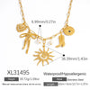 Stainless Steel Necklace With Sunflower Bow Pendant Geometric Heart Shape Electroplating For Women