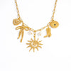 Stainless Steel Necklace With Sunflower Bow Pendant Geometric Heart Shape Electroplating For Women