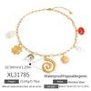 Stainless Steel Necklace With Tarot Card Heart Ceramic Printing U Shaped Pendant Electroplated Handmade Pearl Clavicle Chain