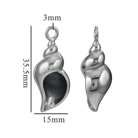 Stainless Steel Niche Style 3D Conch Shell Pendant Jewelry Accessories With 18K Electroplating