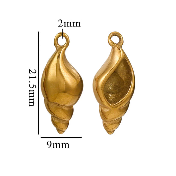 Stainless Steel Niche Style 3D Conch Shell Pendant Jewelry Accessories With 18K Electroplating