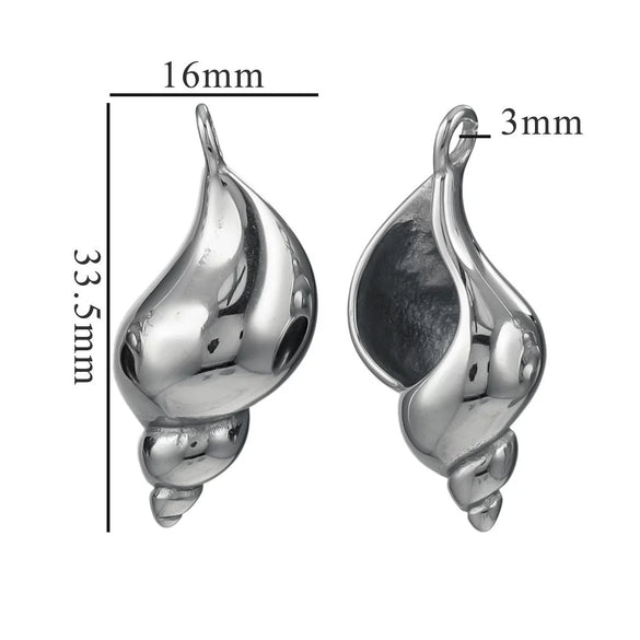 Stainless Steel Niche Style 3D Conch Shell Pendant Jewelry Accessories With 18K Electroplating