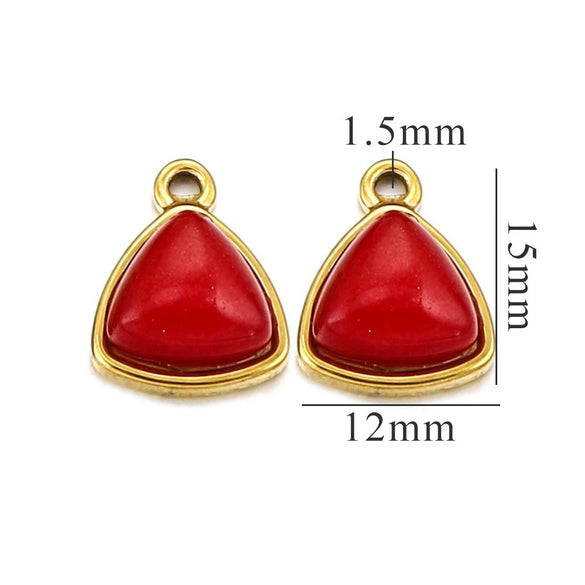 Stainless Steel Niche Style Round Triangle Natural Stone Pendant With Electroplating Treatment