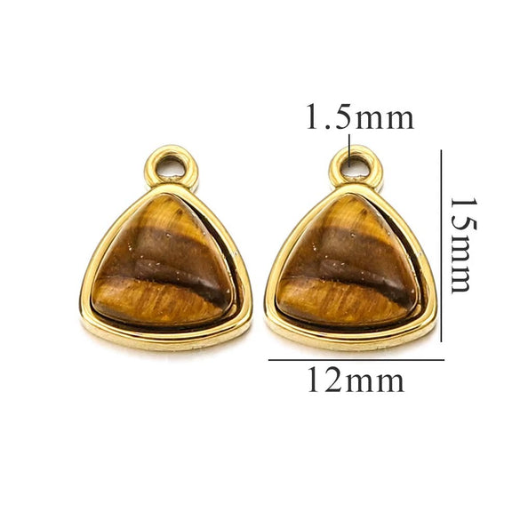 Stainless Steel Niche Style Round Triangle Natural Stone Pendant With Electroplating Treatment