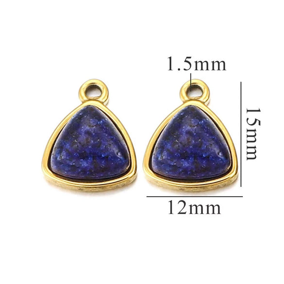 Stainless Steel Niche Style Round Triangle Natural Stone Pendant With Electroplating Treatment