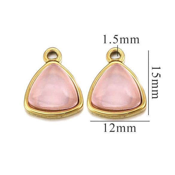 Stainless Steel Niche Style Round Triangle Natural Stone Pendant With Electroplating Treatment