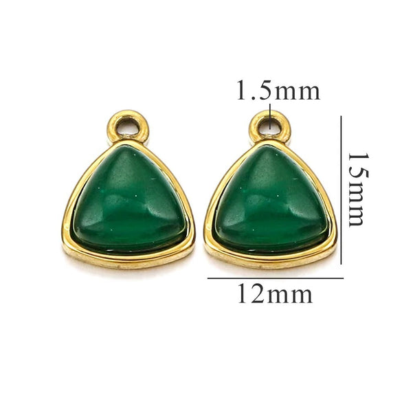Stainless Steel Niche Style Round Triangle Natural Stone Pendant With Electroplating Treatment