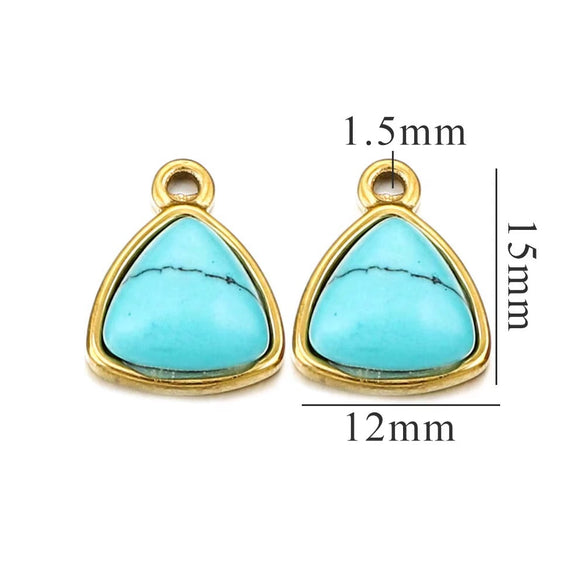 Stainless Steel Niche Style Round Triangle Natural Stone Pendant With Electroplating Treatment