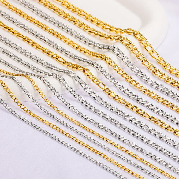 Stainless Steel NK Chain Gold Jewelry Chain DIY Accessories Necklace Bracelet Fashion Cuban Chain Hip Hop Popular Accessories