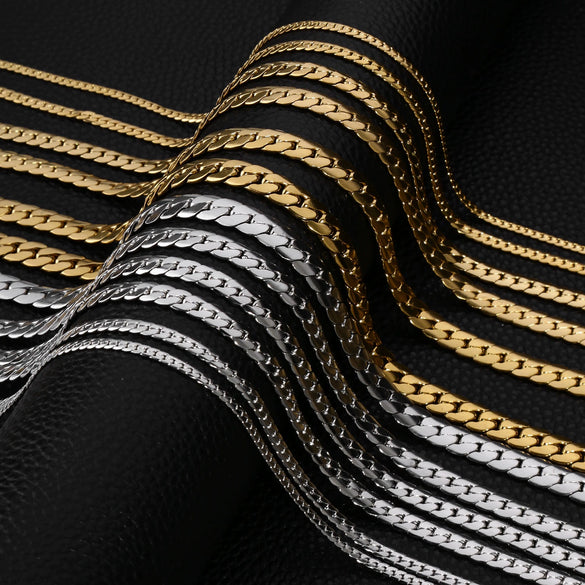 Stainless Steel Nk Chain Necklace Geometric Style Vacuum Resistant Electroplated Gold