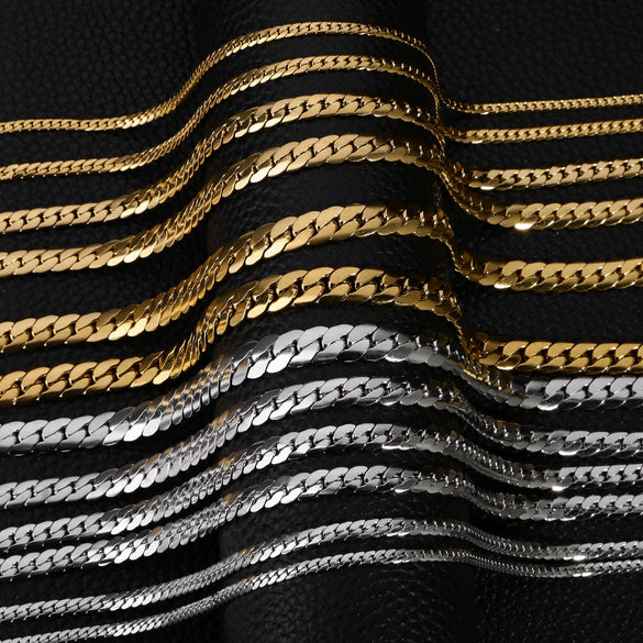 Stainless Steel Nk Chain Necklace Geometric Style Vacuum Resistant Electroplated Gold
