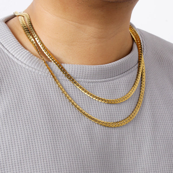 Stainless Steel Nk Chain Necklace Geometric Style Vacuum Resistant Electroplated Gold
