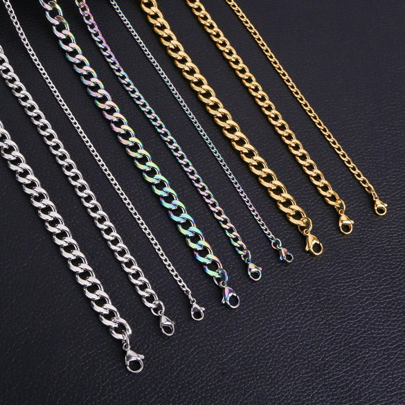 Stainless Steel Nk Cuban Necklace Electroplated Gold With Geometric Elements