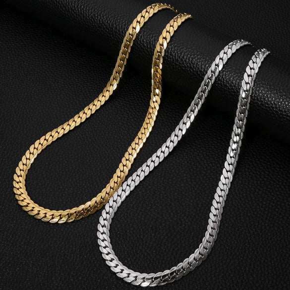 Stainless Steel Nk Embossed Geometric Necklace Unisex Electroplated