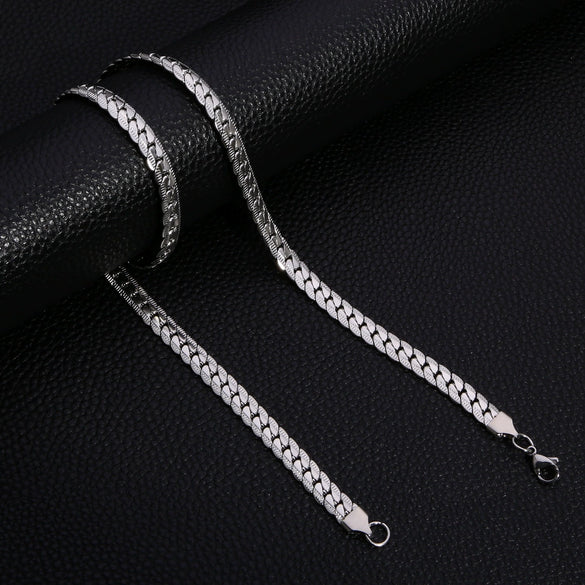 Stainless Steel Nk Embossed Geometric Necklace Unisex Electroplated